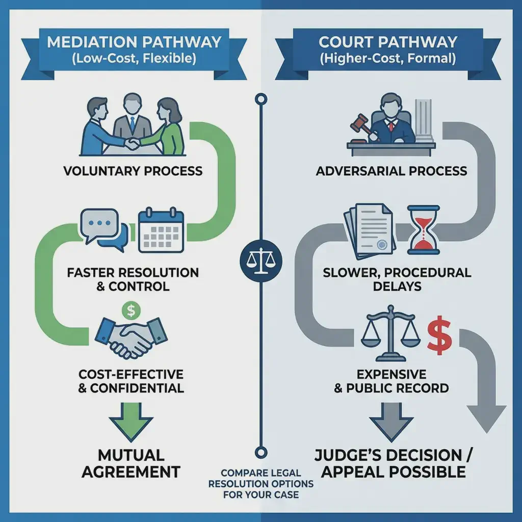 Mediation vs Court Infographic