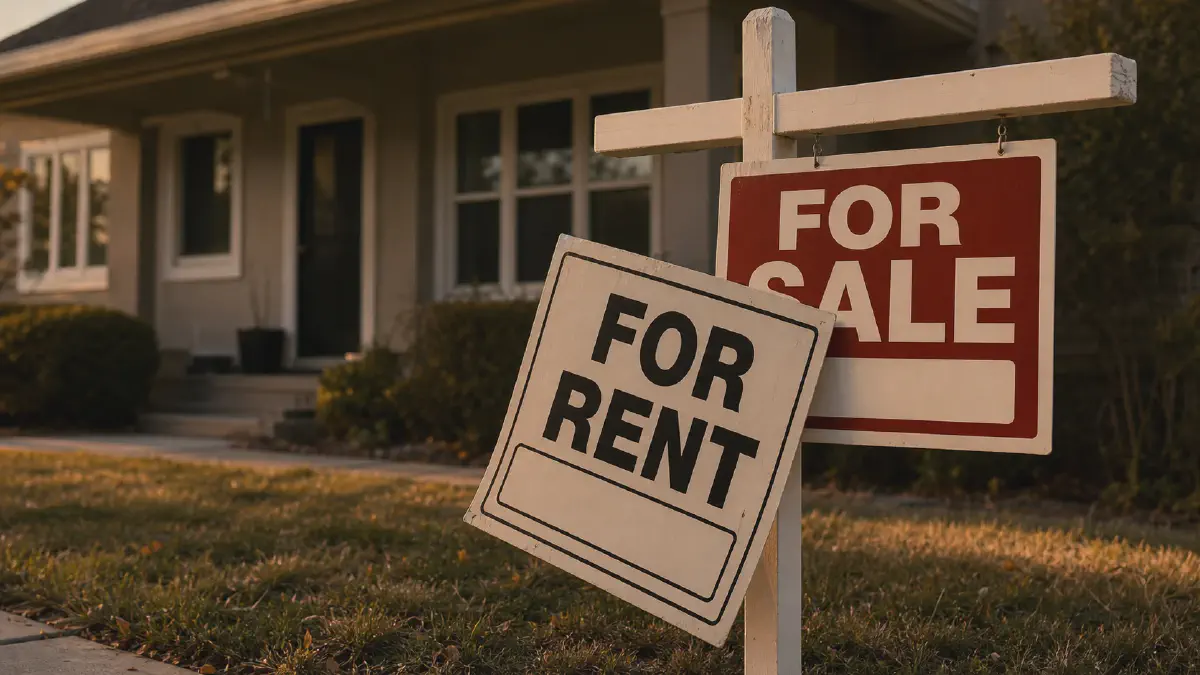 A For Sale sign and a For Rent sign representing an unfair marketing-loan clause dispute