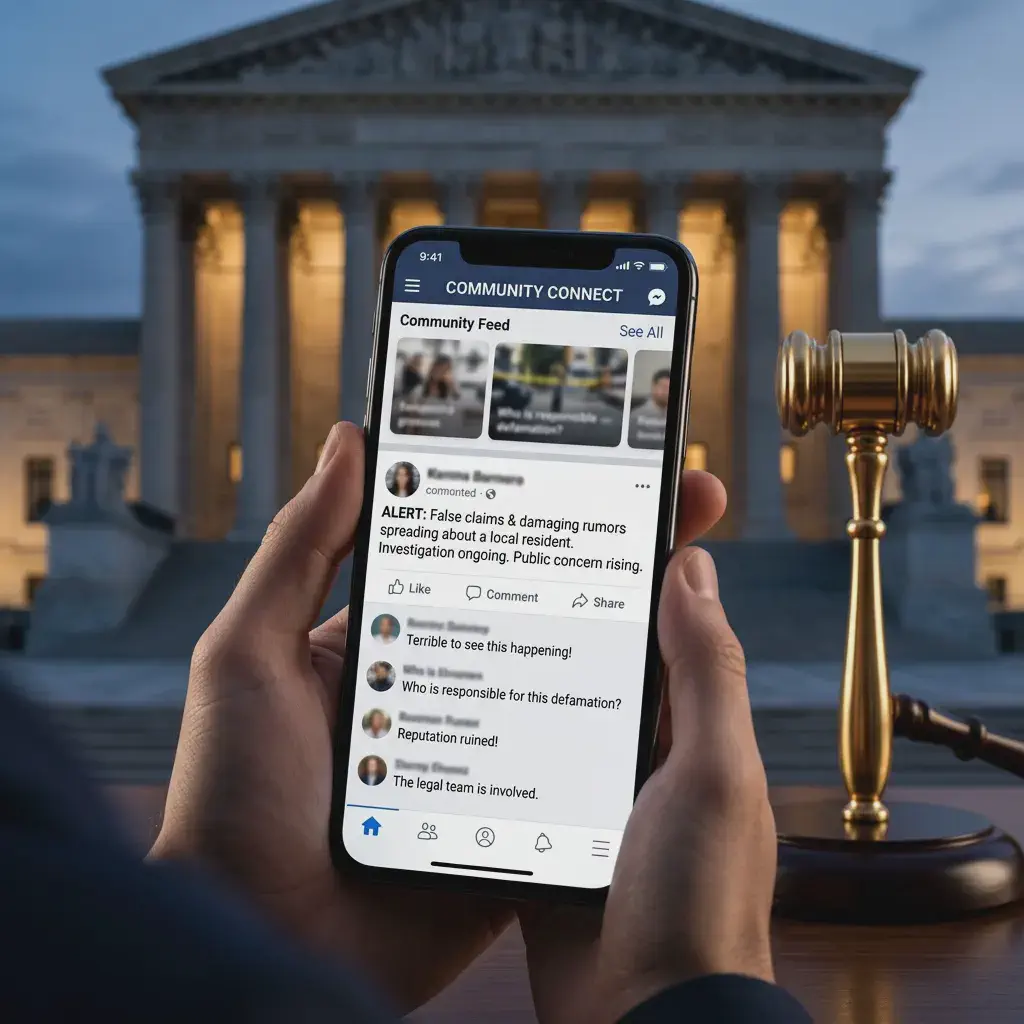 Community Facebook group defamation risk Queensland
